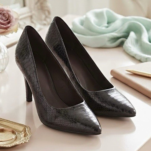 Damen pumps schwarz spitz - schwarz,